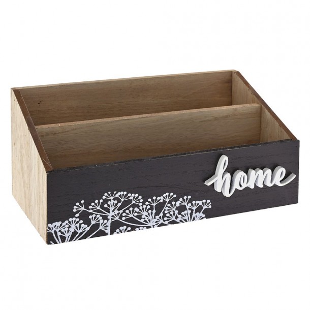 Κουτί-Βάση Ξύλινο Home Μαύρο-Natural 25x10x12εκ. iliadis 77544
