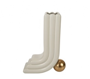 Βάζο Κεραμικό Γραμμές Λευκό Ματ Με Μπάλα Χρυσή 25x10x34,5εκ. Zen Collection 24.21.50865