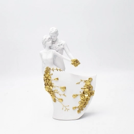 Διακοσμητικό Επιτραπέζιο Ζευγάρι Polyresin Λευκό-Χρυσό 12x5,5x20,5εκ. ESTHETI 819-00909