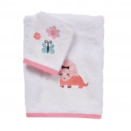 Σετ Πετσέτες 2τμχ Βαμβακερές Με Κέντημα Fun 4936 Pink-White Das Baby