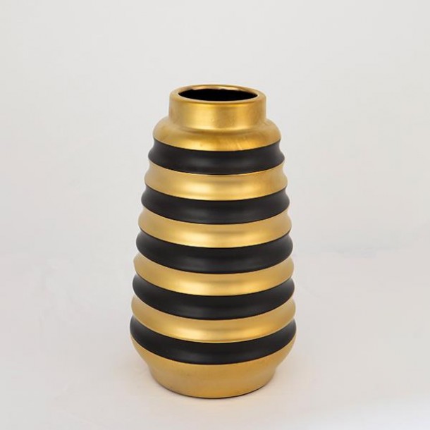 Βάζο Κεραμικό Μαύρο-Χρυσό 14x14x25εκ. ESTHETI 752-20068
