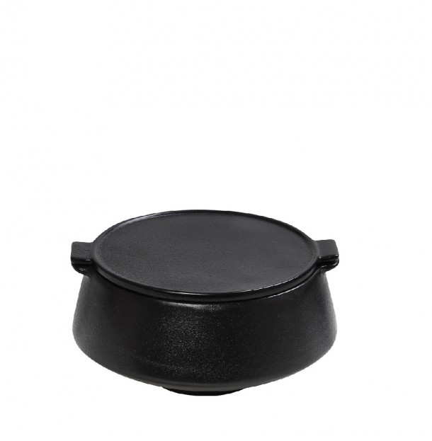 Μπωλάκι Σερβιρίσματος Με Καπάκι Stoneware Μαύρο Mianmar ESPIEL 10,5x9x5,5εκ. GMT201