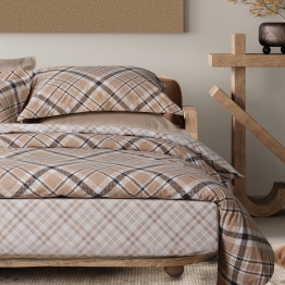 Σετ Παπλωματοθήκη Polycotton Μονή 160x240εκ. Casual 5435 Beige-Black Das Home