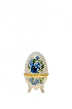 Διακοσμητικό Επιτραπέζιο Αυγό Πορσελάνης Λευκό-Μπλε-Χρυσό 5x7,5εκ. Zen Collection 22.46.48074