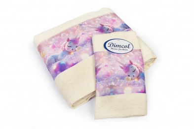 Σετ Πετσέτες 2τμχ Μπεμπέ Βαμβακερές Dreaming Unicorn 322 Ecru DimCol