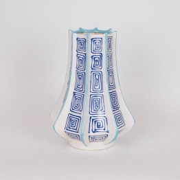 Βάζο Κεραμικό Λευκό-Μπλε-Γαλάζιο 23,5x23,5x33,5εκ. ESTHETI 819-00369