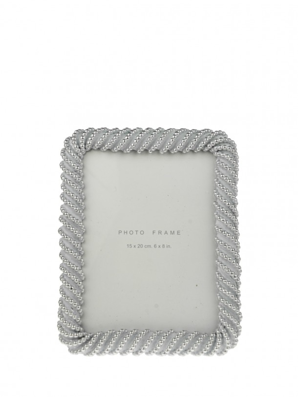 Κορνίζα Polyester Με Μπίλιες Ασημί-Λευκή 15x20εκ. Zen Collection 25.21.51512