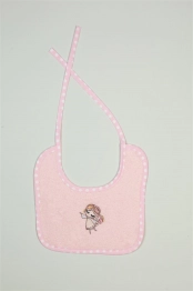 Σαλιάρα Βαμβακερή Με Κέντημα Little Angel 141 25x25εκ. Ροζ DimCol