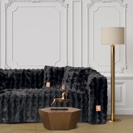 Ριχτάρι Γούνινο Faux Fur Τριθέσιος 180x300εκ. Premium 3938 Μαύρο Greenwich Polo Club