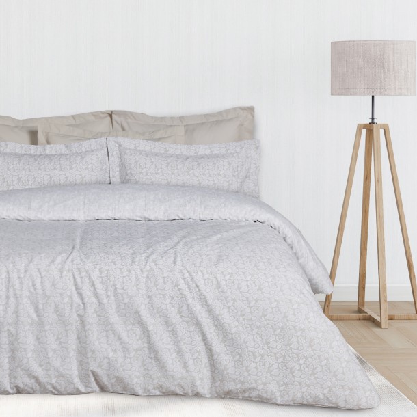 Σετ Σεντόνια Βαμβακερά King 260x280εκ. Happy 9678 Taupe-Λευκό Das Home