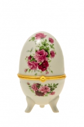Διακοσμητικό Επιτραπέζιο Αυγό Πορσελάνης Λευκό-Ροζ-Χρυσό 6x10εκ. Zen Collection 22.46.48077