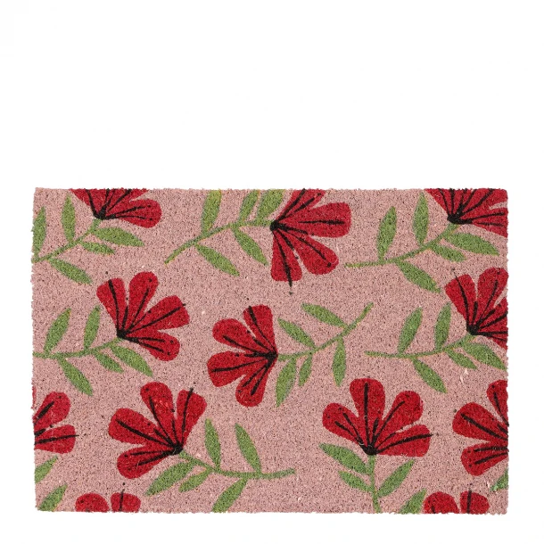 Πατάκι Εισόδου Κοκοφοίνικα Λουλούδια Ροζ-Κόκκινο 60x40εκ. MSA 20-27-068