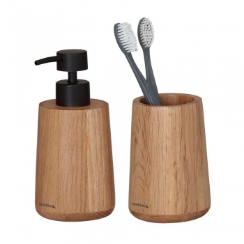 Σετ Ντισπένσερ Με Ποτηροθήκη Ξύλινο 150ml Earth Oak Sealskin 800031