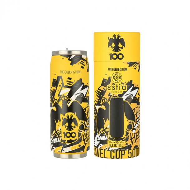 Θερμός-Ποτήρι Ανοξείδωτο Travel Cup AEK BC Edition The Queen Is Here 500ml-7x7x19εκ. Estia 00-27148