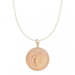 Μενταγιόν Εγκυμοσύνης Επάργυρο-Βαμβακερό Bola Sofie Rose Gold Πατουσάκια Proud Mama PM-671