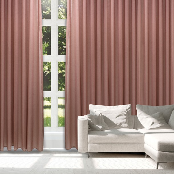 Κουρτίνα Χαμηλής Σκίασης Με Τρουκς Polyester 300x265εκ. Curtain Line 2223 Ροδί Das Home