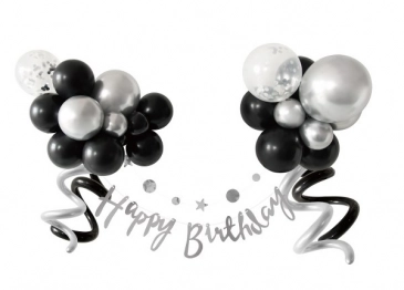 Σετ Μπαλόνια 31τμχ Happy Birthday Μαύρο-Ασημί 2437404