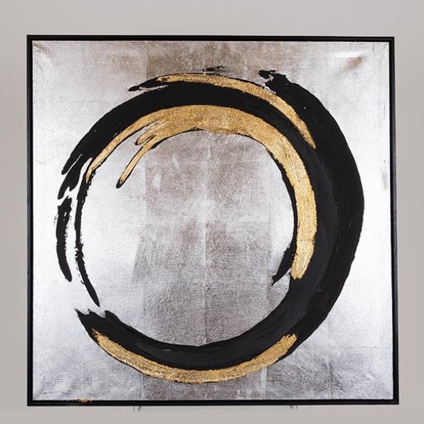 Πίνακας Καμβάς Με Κύκλους Μαύρος-Χρυσός-Ασημί 80x3,5x80εκ. ESTHETI 755-12249