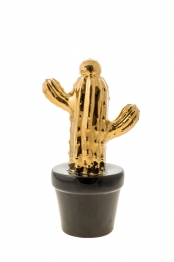 Διακοσμητικός Κάκτος Κεραμικός Χρυσός Σε Μαύρη Γλάστρα 12,7εκ. Zen Collection 22.19.48235