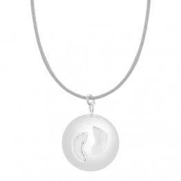 Μενταγιόν Εγκυμοσύνης Επάργυρο-Βαμβακερό Bola Sofie Silver-Grey Πατουσάκια Proud Mama PM-668