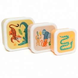 Lunch Box Σετ 3τμχ Πλαστικό Upside Down Animals Petit Monkey PTM-LB56