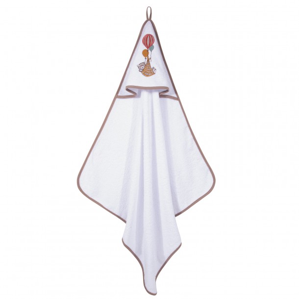 Κάπα Βαμβακερή Με Κέντημα Bebe 80x80εκ. Essential 8850 Λευκό-Καφέ Greenwich Polo Club