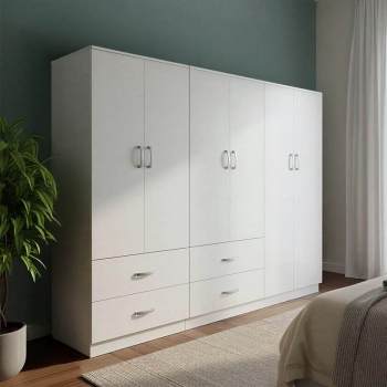 Ντουλάπα εξάφυλλη Lego pakoworld λευκή 200,5x42x180εκ