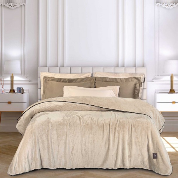 Κουβέρτα Fleece Μονή 170x240εκ. Essential 4438 Beige Greenwich Polo Club