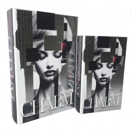 Διακοσμητικό Κουτί Βιβλίο Σετ 2τμχ Ξύλινο Λευκό-Μαύρο ESPIEL 30x20x6,5εκ.-24x15x4,5εκ. BIB105