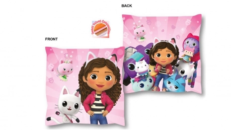 Διακοσμητικό Μαξιλάρι DreamWorks Velboa 38x38εκ. Gabby's Dollhouse 03 Pink DimCol