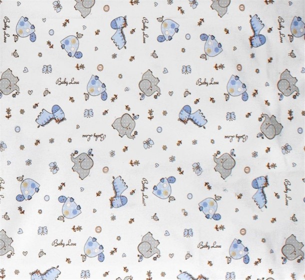 Πάνα Χασές Bebe Φανελένια 80x80εκ. Elephant 074 White-Sky Blue DimCol