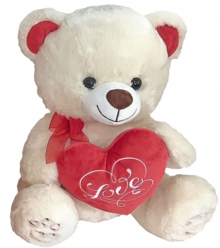 Αρκουδάκι Λούτρινο Εκρού Με Καρδιά 40εκ. Toy Markt 79-501