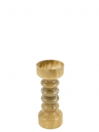 Κηροπήγιο Φυσητό Γυαλί Μπεζ-Πράσινο 10,5x25εκ. Zen Collection 25.48.52310