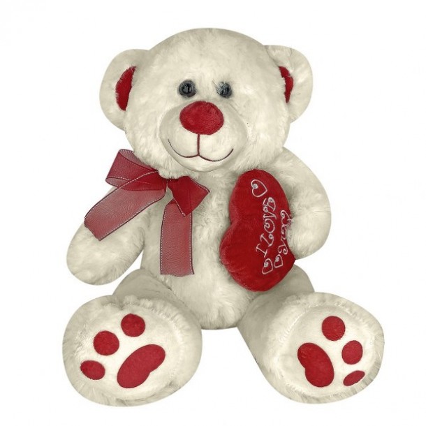 Αρκουδάκι Λούτρινο Με Καρδιά & Κορδέλα 35εκ. ToyMarkt 79-505