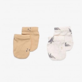 Σετ 2 Ζεύγη Γαντάκια Βαμβακερά Νεογέννητου Whale/Ocher Minene 22130005550OS