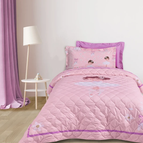 Κουβερλί Microfiber Μονό 160x220εκ. Kid Line 4933 Ροζ Das Kids
