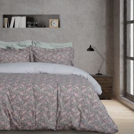 Σετ Σεντόνια Polycotton Μονά Με Λάστιχο 120x200+35εκ. Casual 5423 Κοραλί-Χακί Das Home