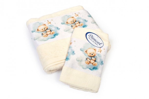 Σετ Πετσέτες 2τμχ Μπεμπέ Βαμβακερές Cute Bear 303 Ecru DimCol