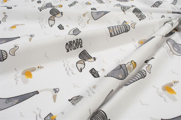Πάνα Χασέ Βαμβακερή 80x80εκ. Seabirds 578 White-Grey DimCol