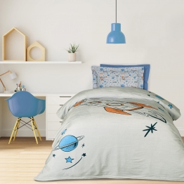 Κουβέρτα Fleece Μονή 160x220εκ. 4912 Μπλε-Γκρι-Πορτοκαλί Das Kids