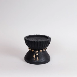 Κηροπήγιο Ξύλινο Μαύρο 17x15εκ. ESTHETI 819-00686