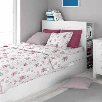 Σετ Σεντόνια 2τμχ Βαμβακερά Μονά 160x240εκ. Cloudy Bear 582 White-Pink Dimcol