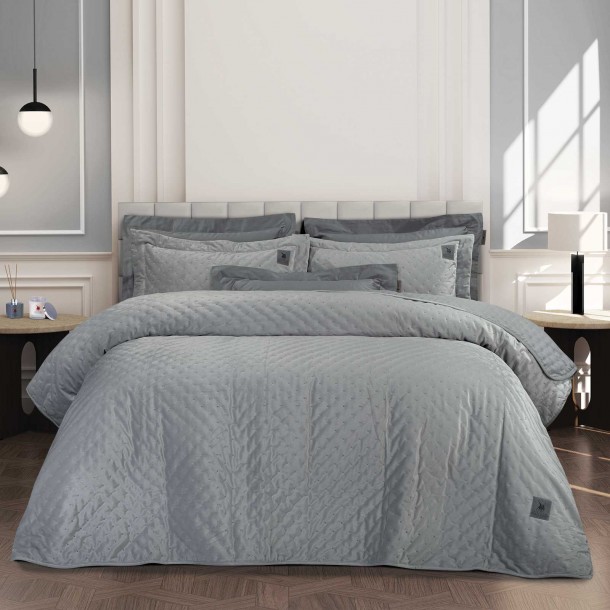 Κουβερλί Microfiber King 240x250εκ. Essential 3430 Ασημί Greenwich Polo Club