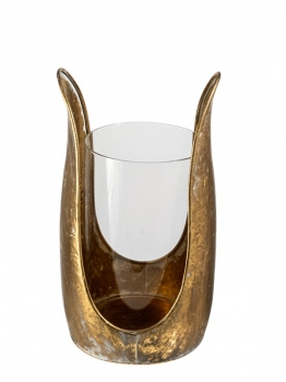 Κηροπήγιο Μεταλλικό Χρυσό Με Γυαλί 16x15,5x27,5εκ. Zen Collection 25.55.52293