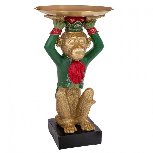 Διακοσμητική Επιτραπέζια Μαιμού Polyresin Χρυσή-Πράσινη-Κόκκινη 23x23x36εκ. iliadis 91757