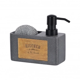 Ντισπένσερ Υγρού Πιάτων Με Θήκη Για Σφουγγάρι Γκρι 15x6x14εκ.-120ml Estia 02-18139