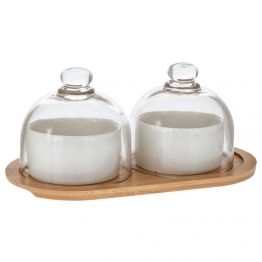 Σετ Μπωλάκι-Ντιπ Σερβιρίσματος Κεραμικά Με Bάση Bamboo 24x12x10εκ. iliadis 91927