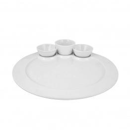 Πιατέλα Με 3 Ντιπάκια Πορσελάνης Opera Λευκή Art Et Lumiere 29εκ. 06909