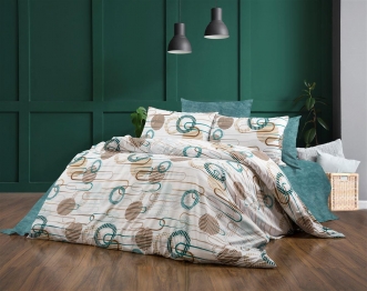 Σετ Σεντόνια 3τμχ Polycotton Μονά 160x240εκ. Διώνη 601 White-Petrol DimCol