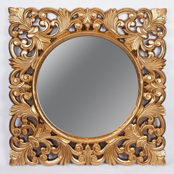 Καθρέπτης Επιτοίχιος Polyresin Χρυσός 90x90x4εκ. ESTHETI 751-12053